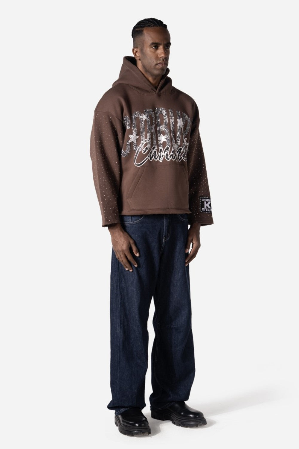 Graphic Rhinestone Corrupt Canine Men Hoodie