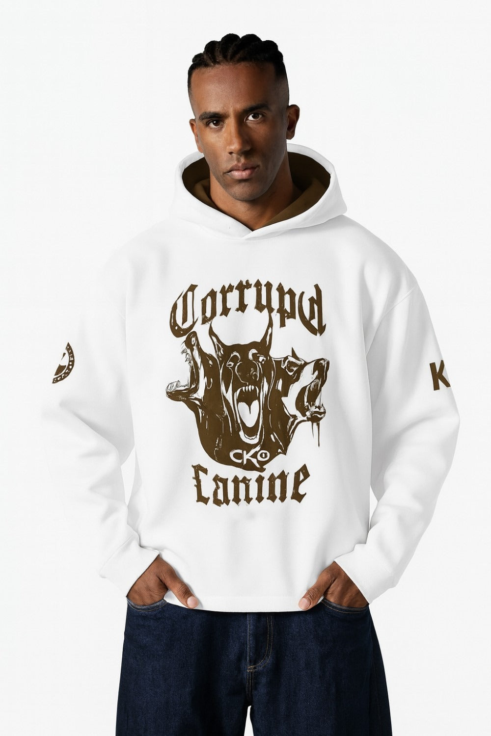 Corrupt Canine Savage Print Oversized Men Hoodie