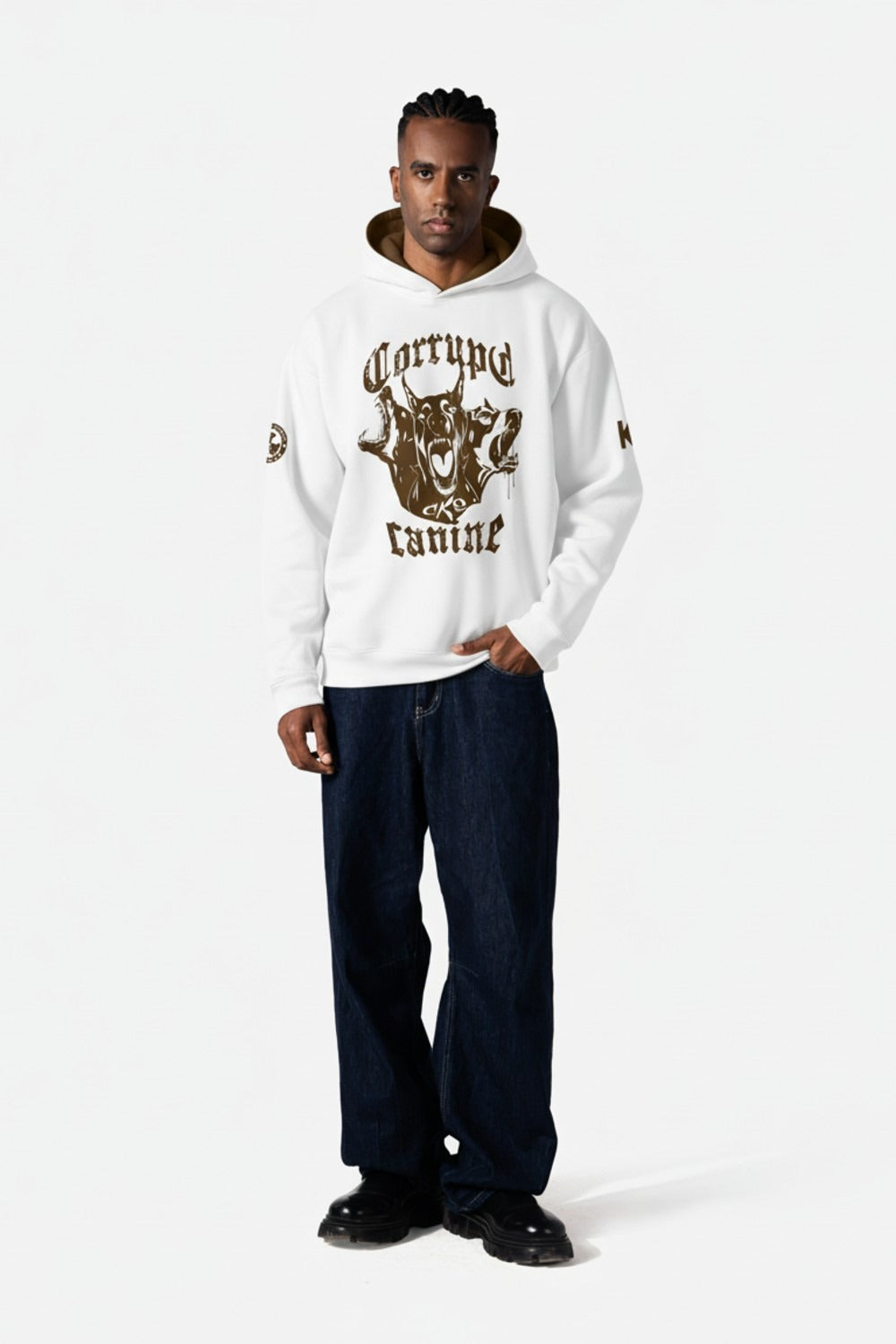 Corrupt Canine Savage Print Oversized Men Hoodie
