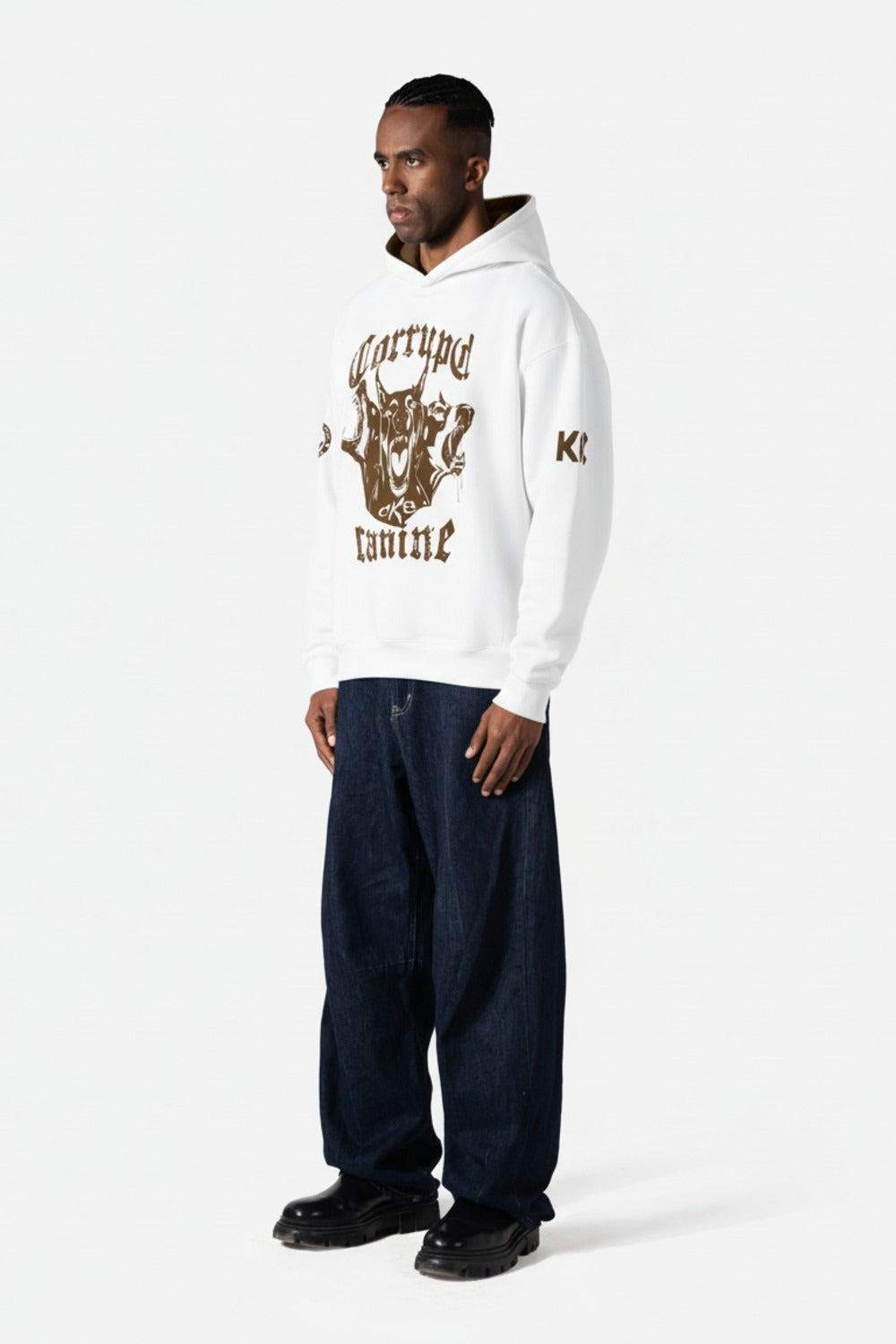 Corrupt Canine Savage Print Oversized Men Hoodie