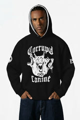 Corrupt Canine Savage Print Oversized Men Hoodie