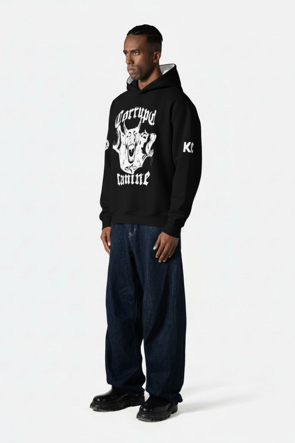 Corrupt Canine Savage Print Oversized Men Hoodie