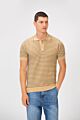 Slim Fit Striped Short Sleeve Half Buttons Polo T-Shirt
