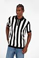 Striped Slim Fit Polo Collar Half Zipper Short Sleeves T-Shirt