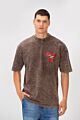 Printed Washed Oversized Round Neck Short Sleeves T-Shirt