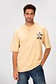 Casual Oversized Half Sleeves Printed Bolivar Fabric Round Neck T-shirt