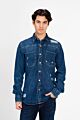 Long Sleeve Cutting Denim Shirt