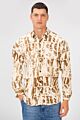 Printed Cutting Slim Fit Long Sleeve Casual Shirt