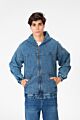 Hooded Denim Jacket With Full Front Zipper