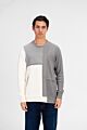 Half & Half Round Neck Cotton Knitted Pullover