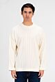 Basic Plain Crew Neck Long Sleeve Pullover Ecru
