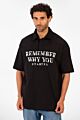 Polo Neck Modern Front Text Print Regular Fit Short Sleeve T-Shirt