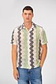 Slim Fit Jakar Half Sleeve Mesh Shirt With Collar And Full Button Closure