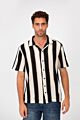 Half Sleeve Striped Slim Fit Mesh Shirt With Collar And Full Buttons