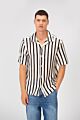 Half Sleeve Striped Slim Fit Collar Mesh Shirt High Quality Material