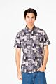 Short Sleeve Printed Poplin Slim Fit Shirt