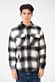 Winter Fur Padded Checked Shirt With Pockets And Long Sleeves