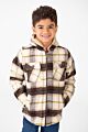 Checked Fur Padded Hood Shirt With Fully Zipped