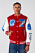 Tomato Baseball Varsity Jacket With White Stripes