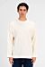 Basic Plain Crew Neck Long Sleeve Pullover Ecru
