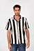 Half Sleeve Striped Slim Fit Mesh Shirt With Collar And Full Buttons