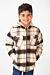 Checked Fur Padded Hood Shirt With Fully Zipped
