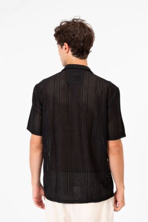 Short Sleeve Mesh Breathable Slim Fit Transparent Shirt