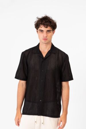 Short Sleeve Mesh Breathable Slim Fit Transparent Shirt