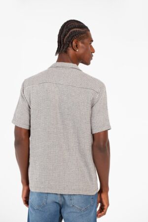 Slim Fit Short Sleeve Striped Breathable Shirt With Front Pocket