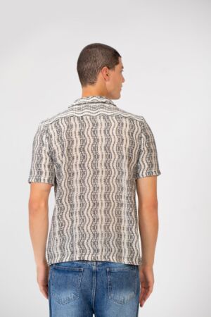 Tomato Slim Fit Jakar Half Sleeve Mesh Shirt Black
