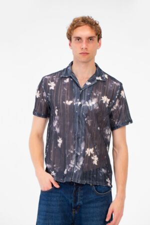 Slim Fit Jakar Half Sleeve Mesh Shirt