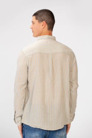 Linen Striped Long Sleeve Regular Fit Shirt High Quality Material
