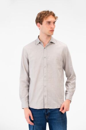 Basic Long Sleeve Regular Fit Collar Shirt Men