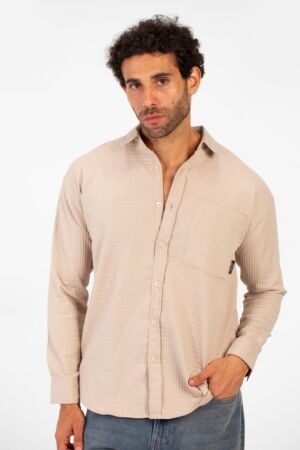 Basic Oversized Shirt With Front Pocket And Long Sleeves